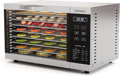 COSTWAY Dehydrator with 8 Grid Trays, 620W Dehydrator 30-70°C Temperature Control & 24H Timer, Overheating & Overload Protection, Food Dryer for Fruit, Meat, Vegetables