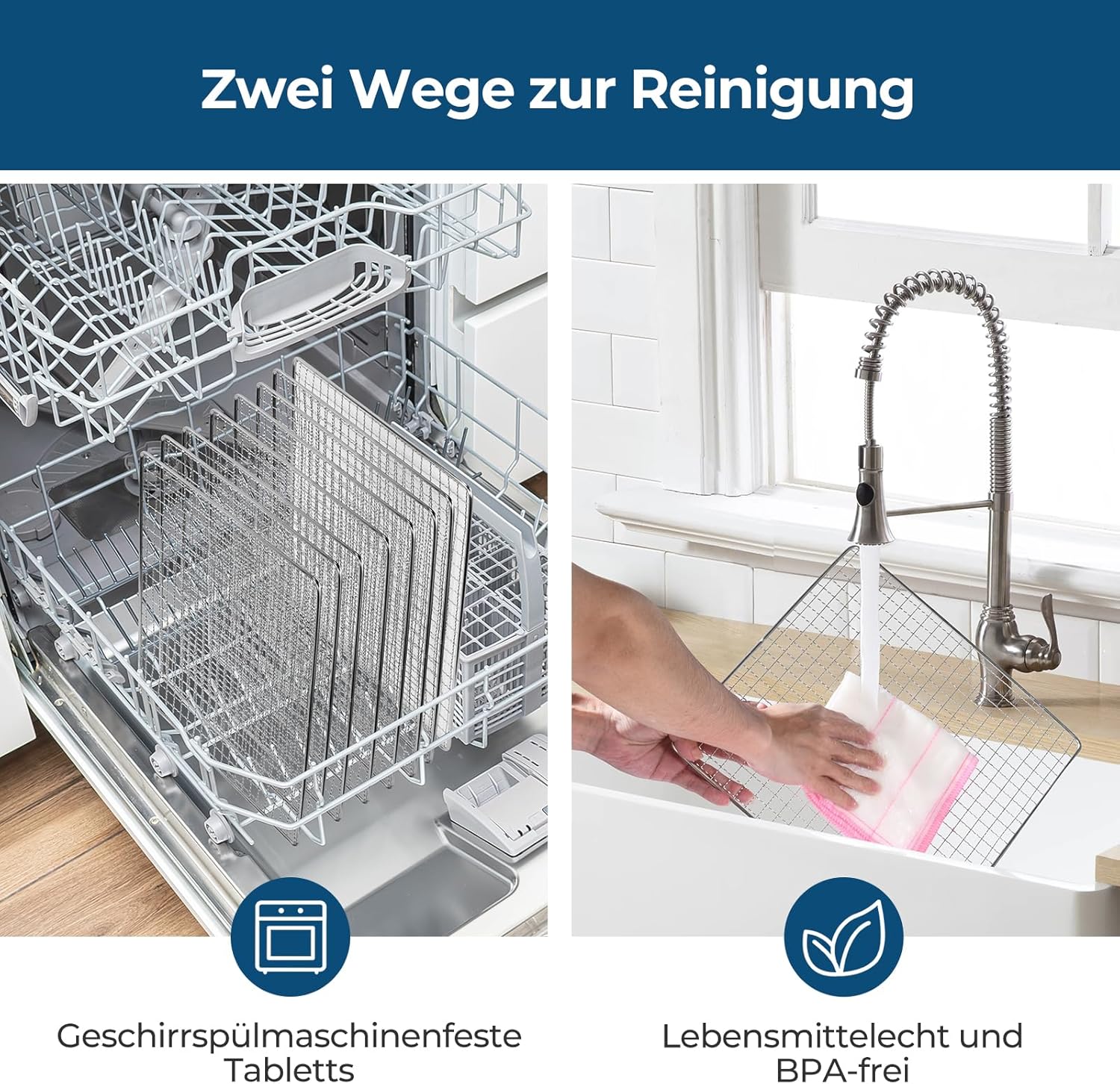 Edelstahl Dörrautomat, 1000W Dörrgerät für Obst und Gemüse mit LED-Anzeige, präziser Temperaturregelung (35-75°C), 48-Stunden-Timer, 9 Edelstahlschalen, 2 Maschensiebe, 1 Schale für Obstrollen